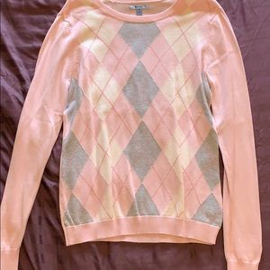 Izod | Sweaters | Pink And Gray Argyle Sweater | Poshmark
